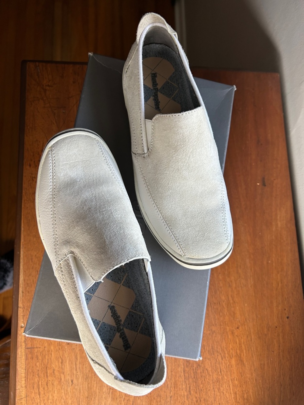 Hush Puppies Men's Slip-On Suede Loafers - Light Gray Size 7